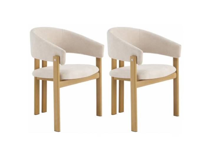 I0I&I0I Esszimmerstühle 2er Set Metall Holzoptik Leinenbezug Bequem Atmungsaktiv Für Esszimmer Wohnzimmer Cafés Moderner Stil (Wood + Linen)
