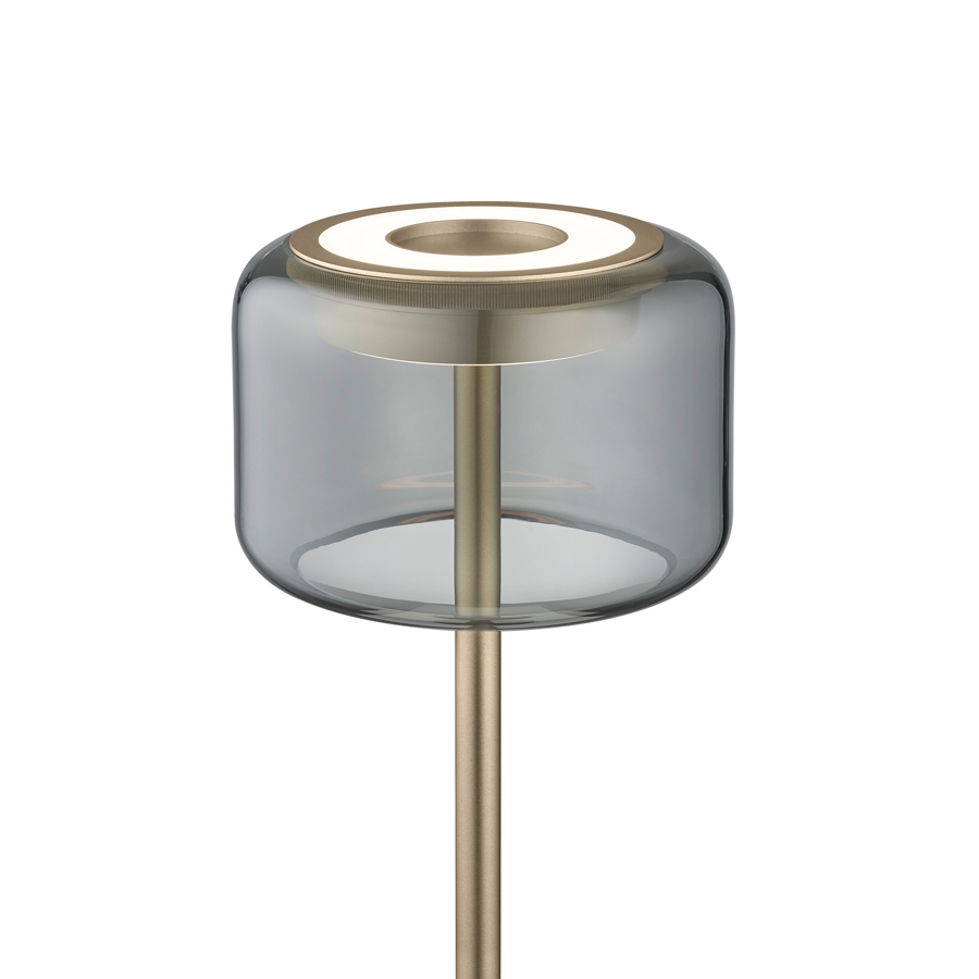 GKS Knapstein LED-Tischleuchte SORA Effekt bronze mit mundgeblasenem smoked Glas 61.634.34 4250035838529