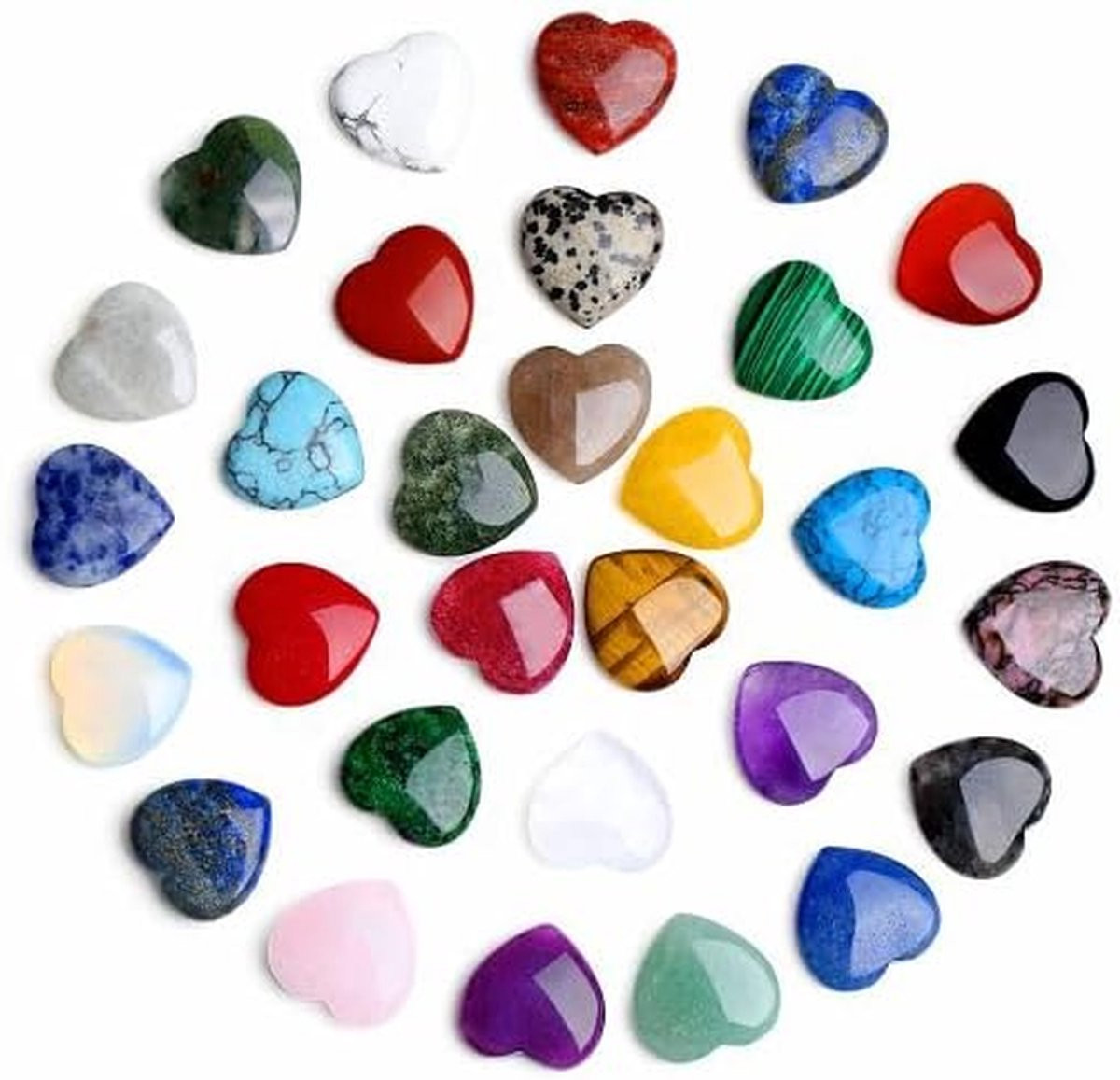 Hart Kristallen Stenen - Set van 30 Natuurlijke Gepolijste Edelstenen Mix voor Meditatie en Decoratie
