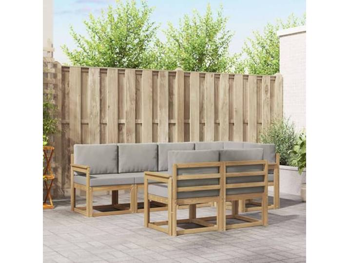 RJPLMFV Sektionalsofa, Akazienholz, 7-teilig, für den Außenbereich Massives Akazienholz, modernes Design, ergonomische Armlehnen, Lattenrost, einfache Montage