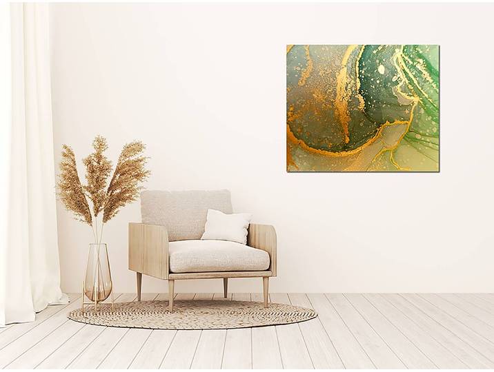 home24 Metalen afbeelding Kelly Green Marble Materiaal: metaal Metaalsoort: aluminium Oppervlakte metaal: gelakt meerdere kleuren 50 x 60cm