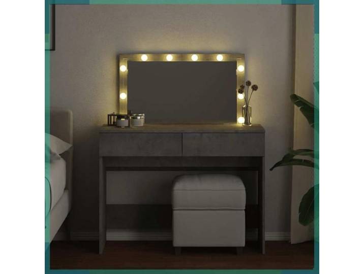 Coiffeuse - 848209 - gris béton - Avec LED - 2 tiroirs