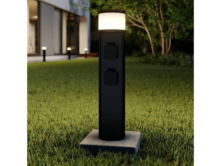 LED Sockelleuchte Corban Lucande, schwarz, Aluminium, Modern