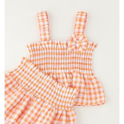 Shorts SARABANDA "BABY GIRL SUMMER SET", Mädchen, Gr. 98, EURO-Größen, orange, 43% Polyester, 34% Viskose, 23% Baumwolle, Hosen Shorts