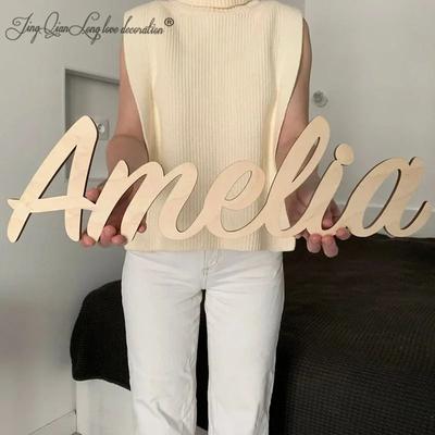 Uplifted Finds Personalized Script Wooden Name Sign gold 35 Cm Wide