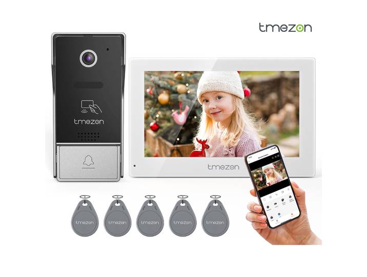 Visiophone intelligent sans fil avec écran tactile, 7 pouces, application Tuya, 1080P, wi-fi, avec sonnette filaire, pour la maison