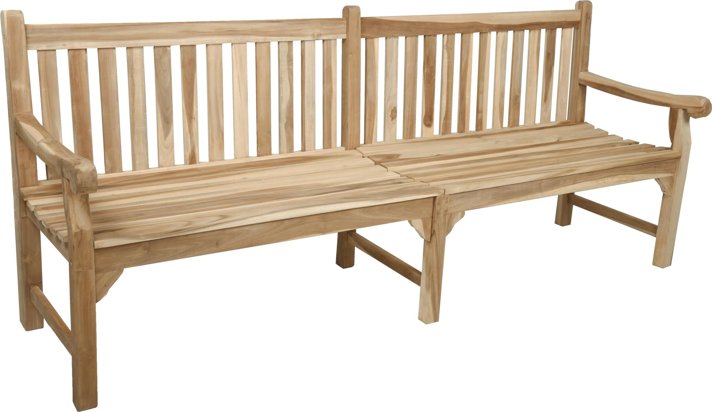 Gartenbank MEGAN 5-Sitzer - 220cm Breit, Teak, Natur | Terrassenbank Wetterfest Sitzbank Outdoor Bank