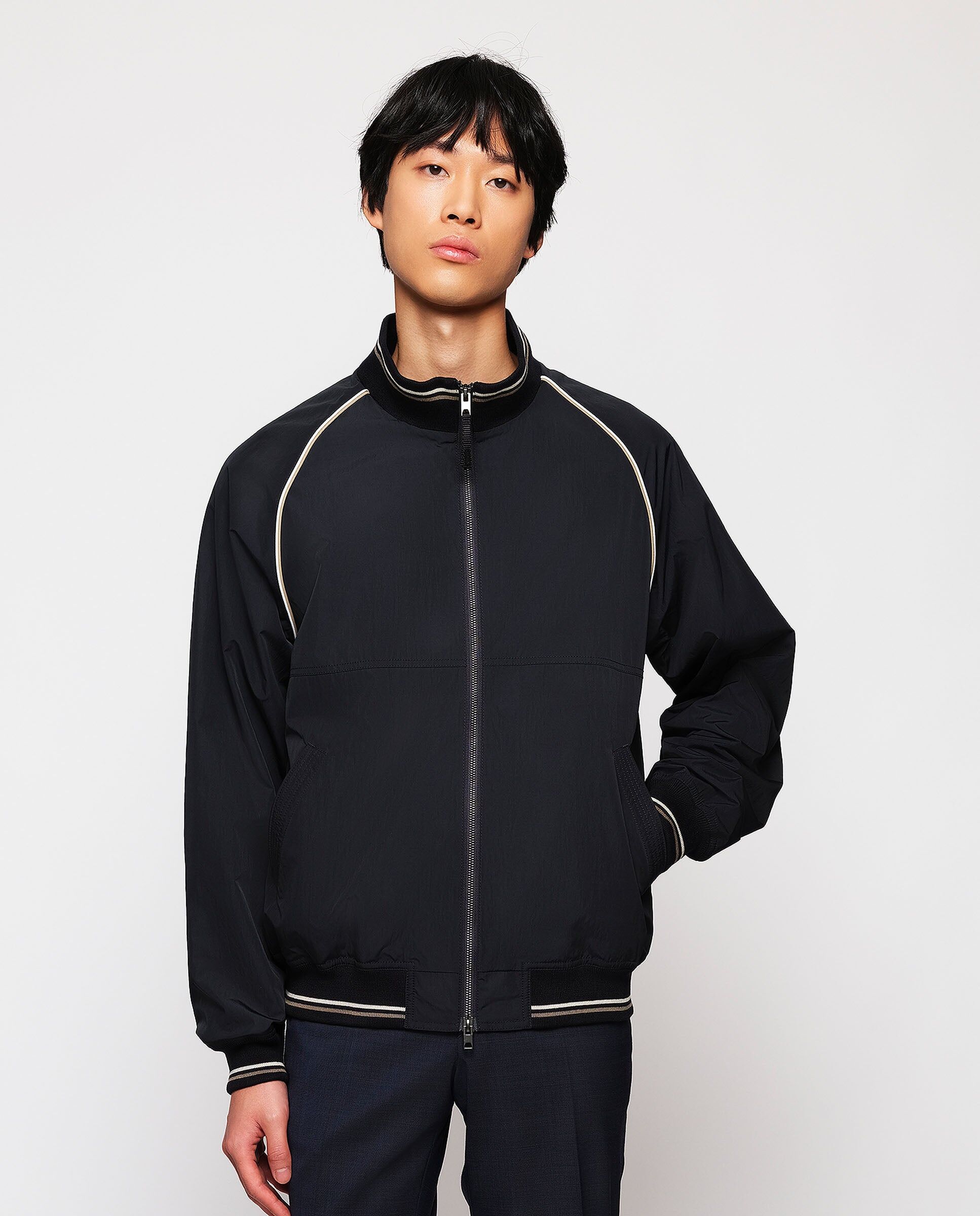 MIRTO Cazadora Bomber azul oscuro con ribetes-46 Hombre