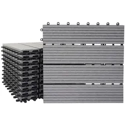 Décoshop26 - Set mit 11 WPC-Terrassendielen in Holzoptik für Balkon Garten Terrasse 30x30cm 1m2 lineare graue Basis 04_0005435