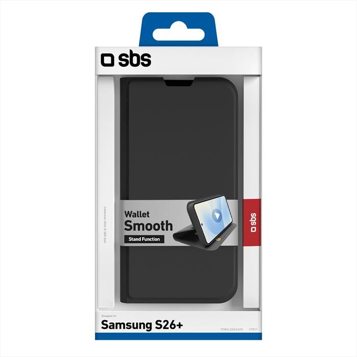 SBS Cover Wallet Smooth Per Samsung S26+-nero