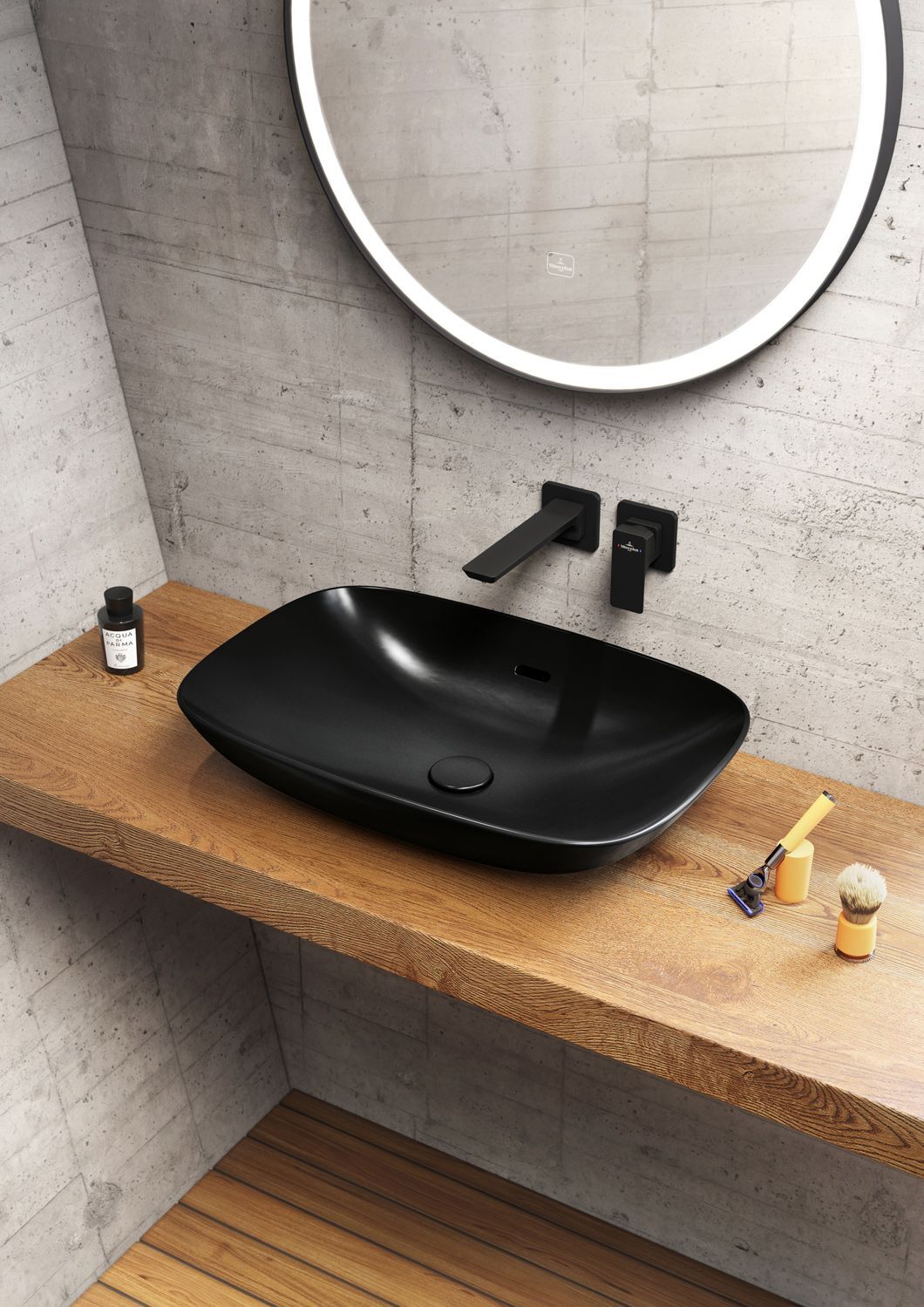 Villeroy & Boch Zubehör nicht verschließbares Ventil, Badarmaturen, 683500R7, pure black ceramicplus