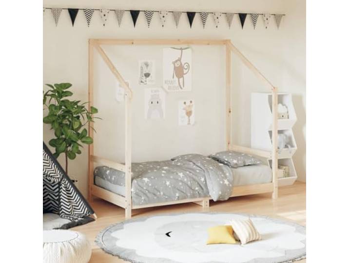KGCRYUWED Kinderbett 80x160 cm Kiefer Massivholz Schlafplatz Rustikale Optik, Stabiles Lattenrost, Für Kleinkinder geeignet