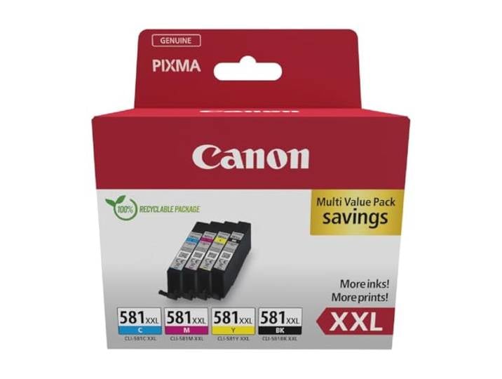 Canon CLI-581XXL Multipack Cartouches d'encre d'origine Encre Canon authentique - Noir plus Cyan\, Magenta et Jaune - pour PIXMA TR8550\, TR7550\, TS6150\, TS6151\, TS8150 et plus !