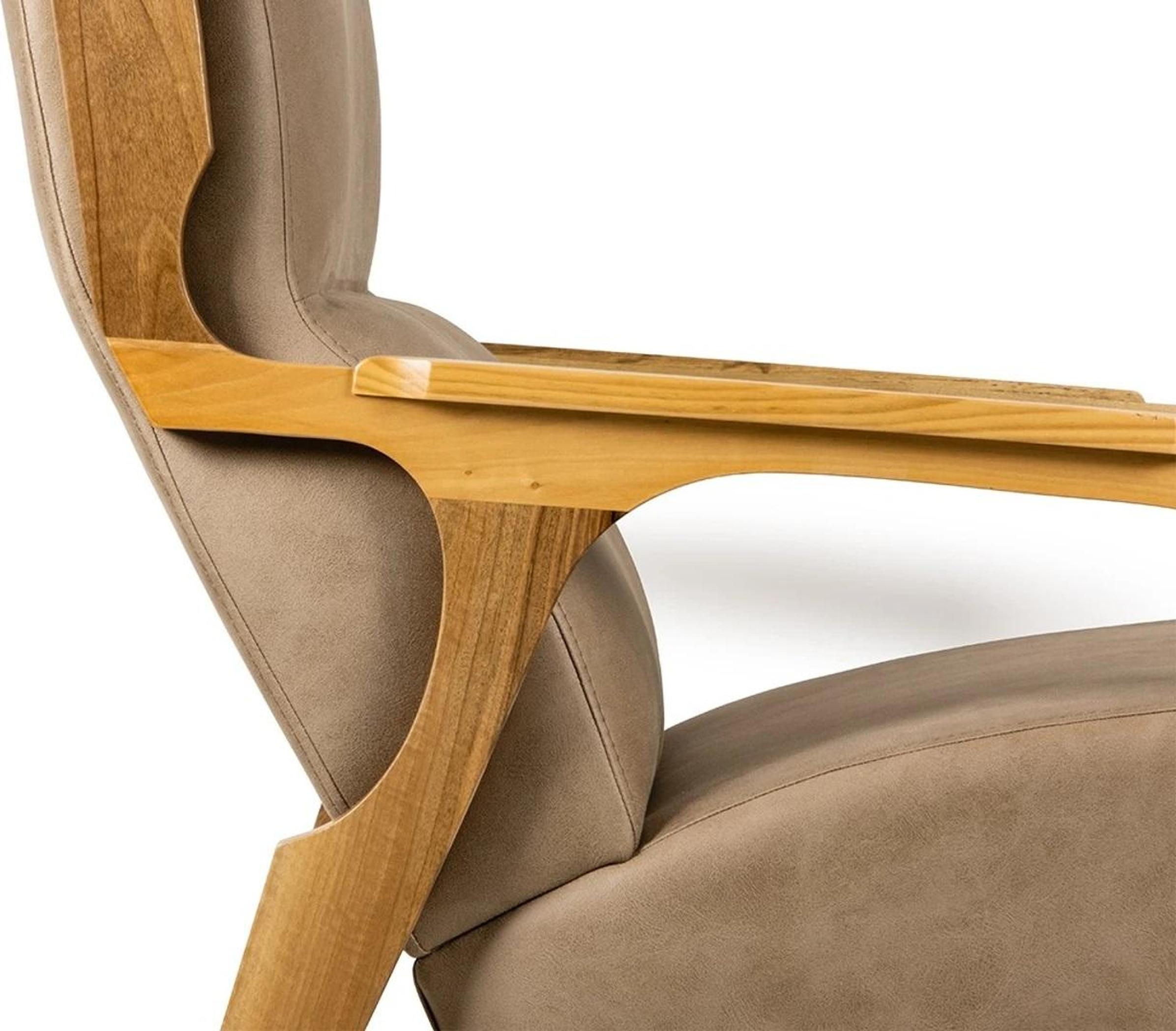 Design Grau Sessel Wohnzimmer Polster Leder Luxus Sitz Polstermöbel