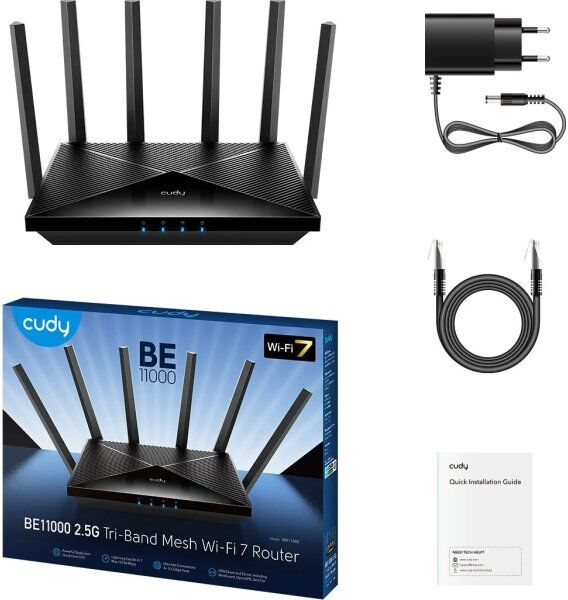 Cudy Wi-Fi Router Wr11000, Wf7, Be11000, Tri-Band