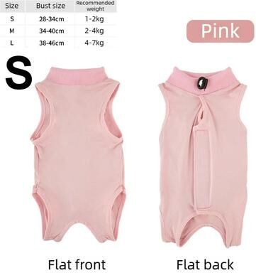 Inspired Living ComfortFit Cat Recovery Suit Breathable Anti Lick Post Surgery Onesie For Cats pink S