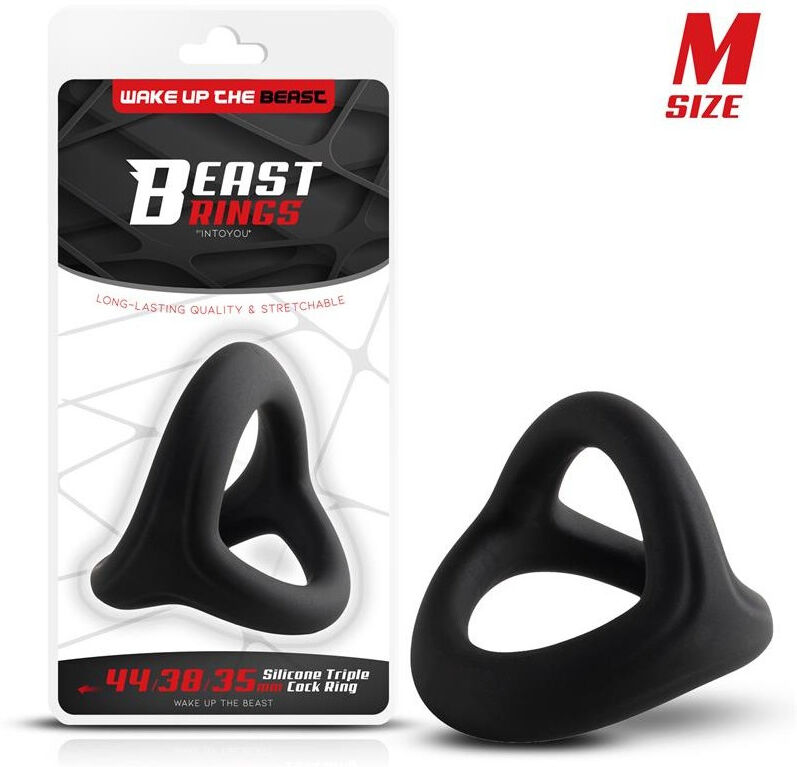 BEAST RINGS Anneau triple en silicone solide pour une érection prolongée