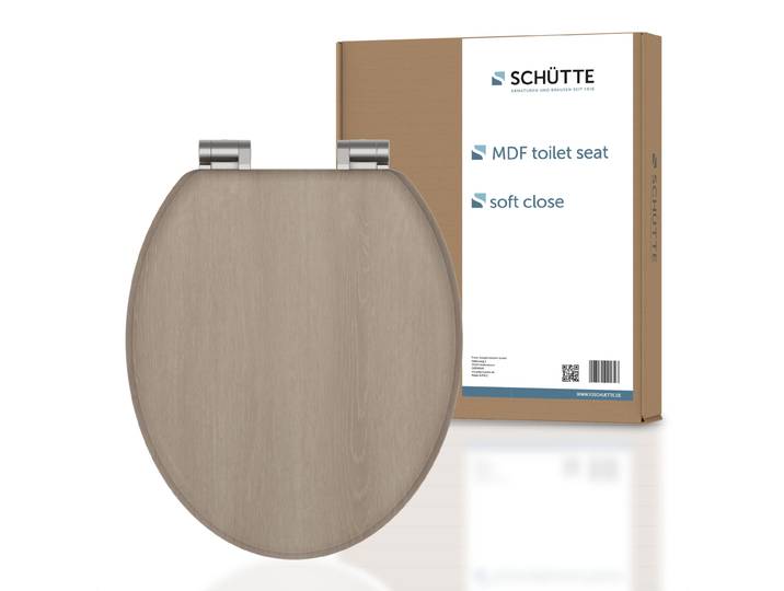 SCHÜTTE MDF WC Sitz MODERN WOOD, Toilettendeckel mit Absenkautomatik, Klobrille mit Holzkern, Klodeckel