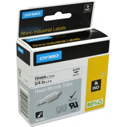 Dymo Schrumpfschlauch IND 18057 (S0718330) schwarz auf weiß  19mm x 1,5m