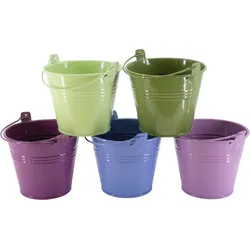 Eimer Zink D16H14cm Metallbügel flieder/lila/lavendel/grün/hellgrün  - lila mix