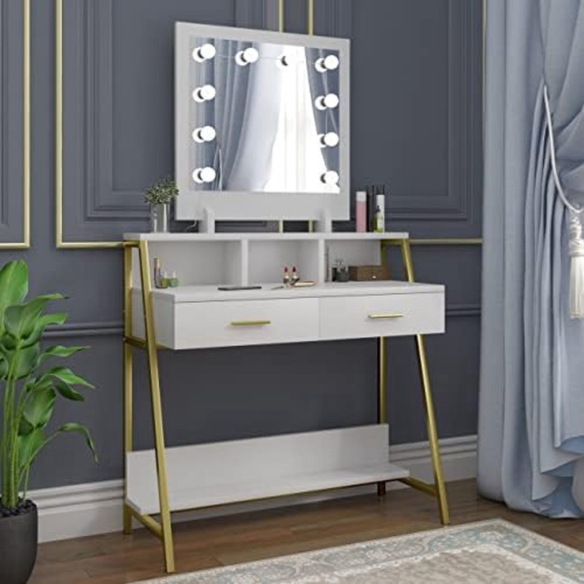 Toilettafel met spiegel en make-uptafel voor volwassenen