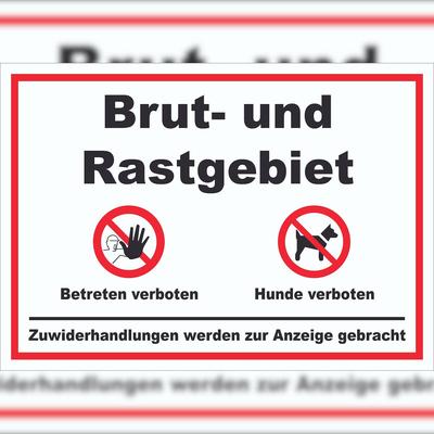 HB-Druck Brut- und Rastgebiet Betreten und Hunde verboten Schild A1 (594x841mm)
