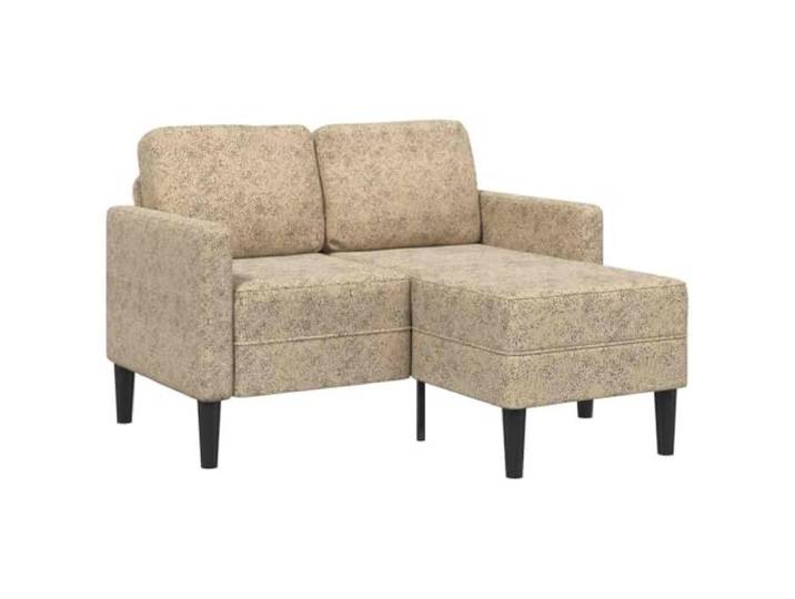 2 Sitzer Sofa Couch mit Chaiselongue L Form Hellgrau 125cm Kunstleder