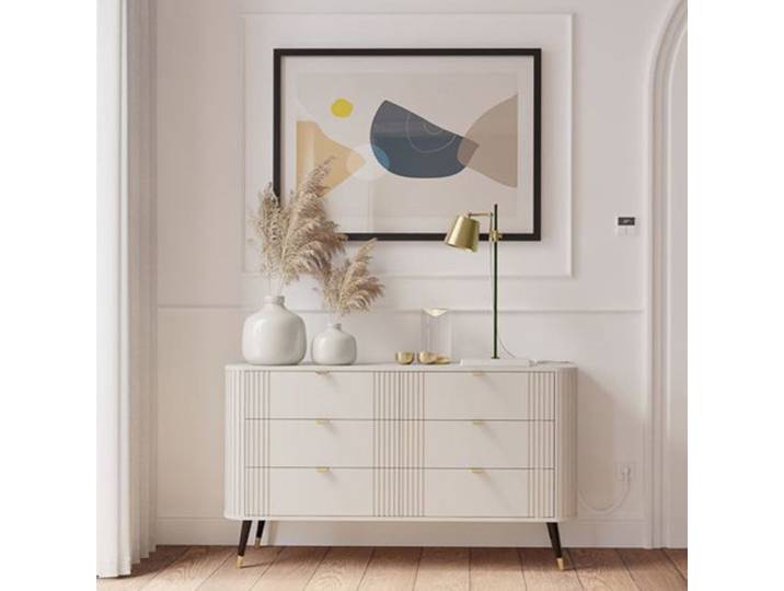 Commode Lanola Dmora en Bois Noble Beige Cashmere 138x40x80h cm