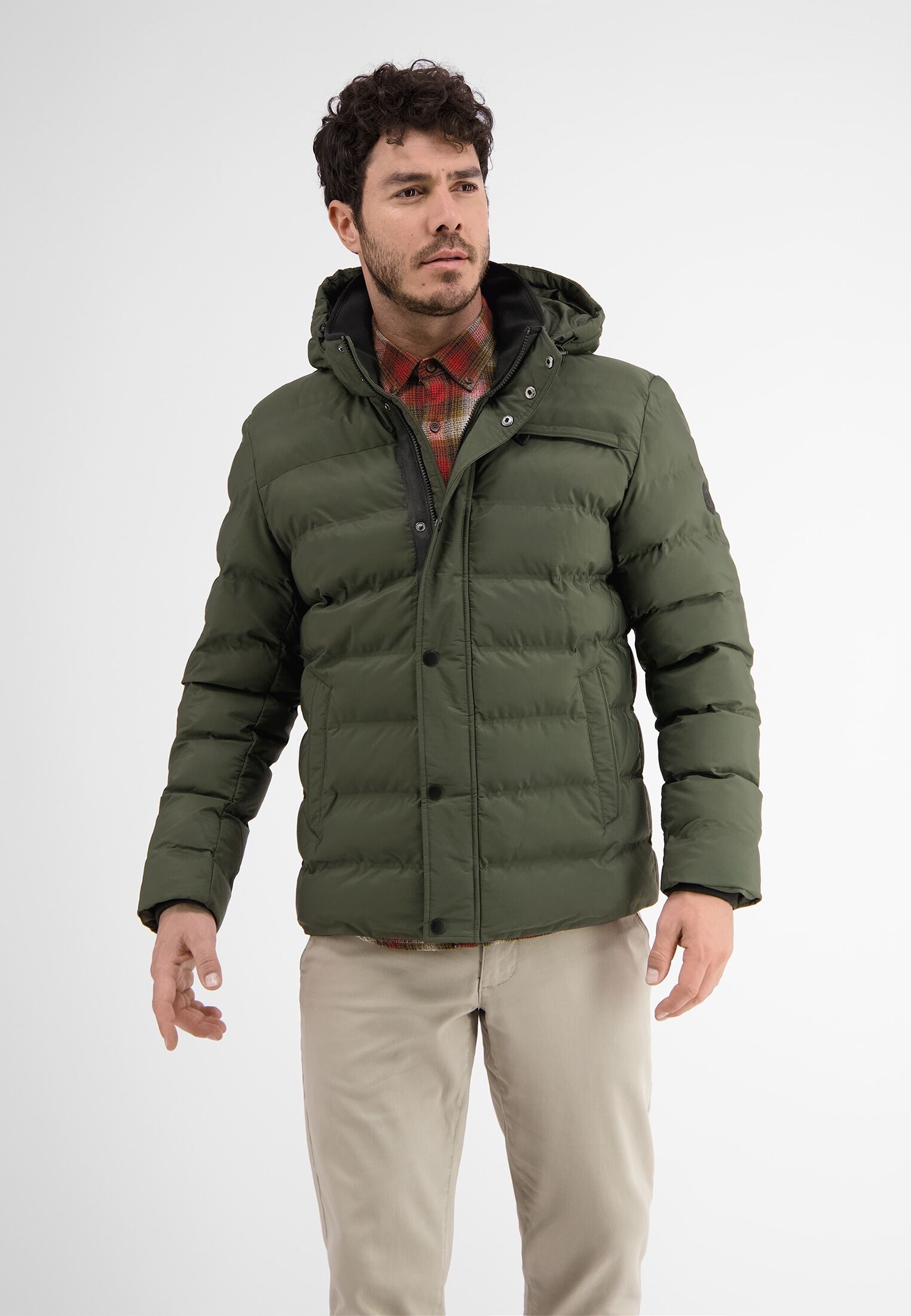 Steppjacke LERROS "Kapuzenjacke", Herren, Gr. 3XL, grün (marsh), 100% Polyester, Jacken Steppjacke
