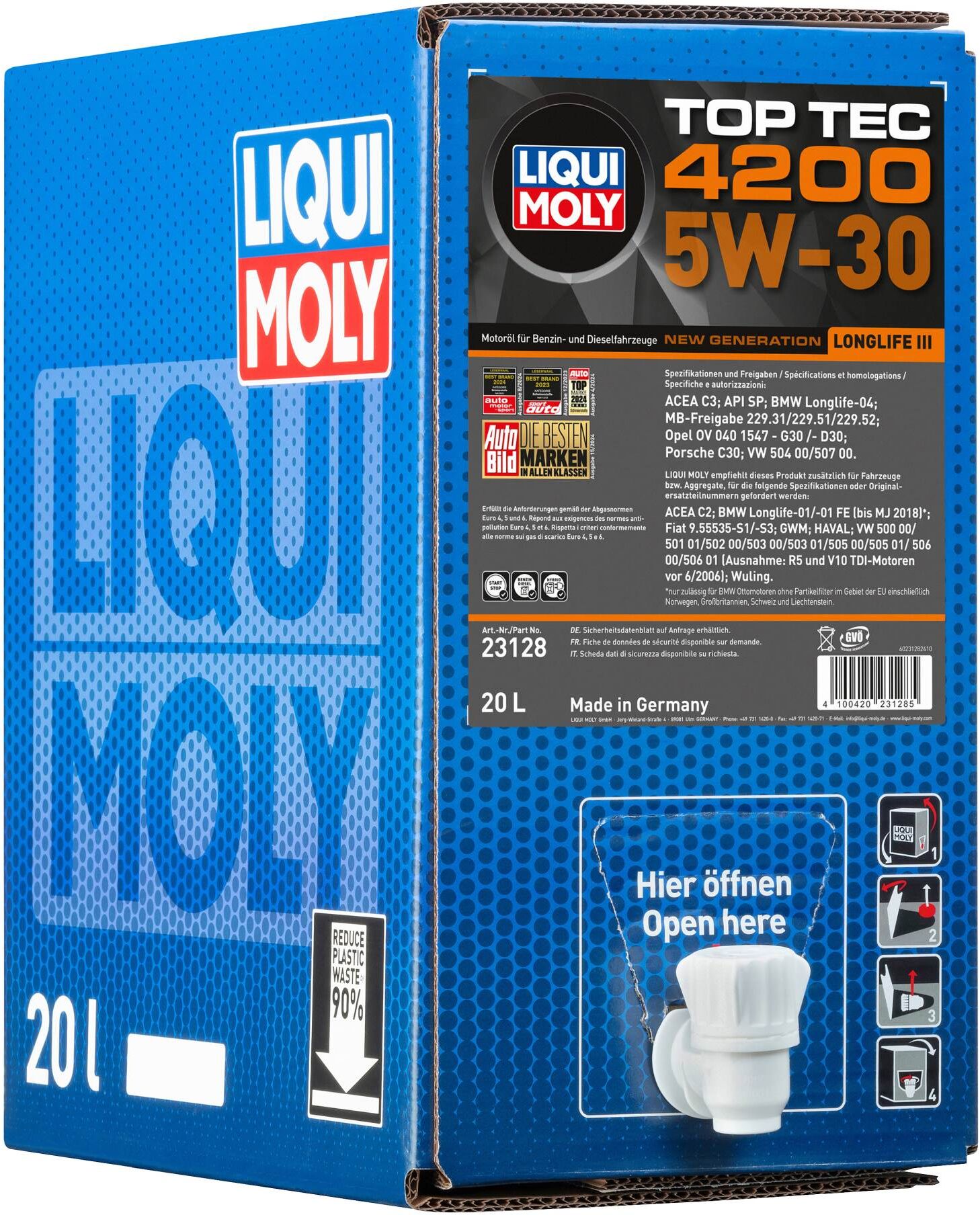 Liqui Moly Motoröl Top Tec 4200 5w-30 New Generation [20 L] 23128 20l
