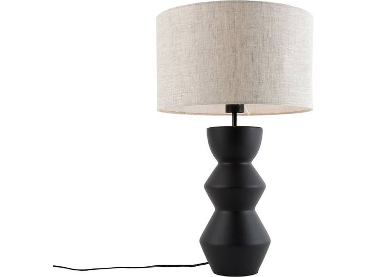 QAZQA alisia - Design Tafellamp met kap - 1 lichts - H 60 cm - Grijs - Woonkamer Slaapkamer Keuken