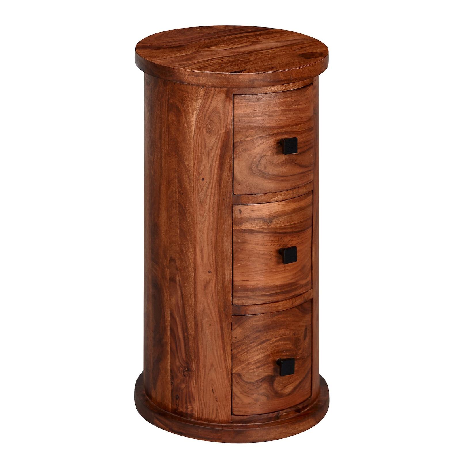 KADIMA DESIGN Rustikale Sheesham Massivholz Kommode mit 3 Schubladen, Stilvoll und strapazierfähig