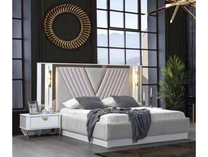 JVmoebel Polsterbett Luxus Doppelbett mit Beleuchtung – Modernes Design Schlafzimmer Möbel (1-tlg), Made in Europa