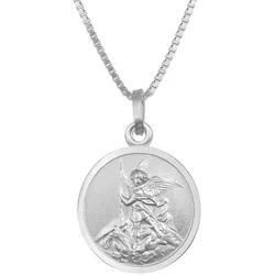 trendor 41462 Halskette mit Erzengel Michael Anhänger Ø 16 mm 925 Silber, 45 cm
