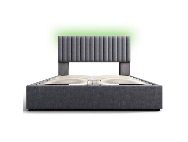 Lit tapissier double en pin gris 140x200cm