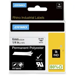 DYMO® Original IND-Schriftband für Rhino, Permanent Polyester - schwarz auf weiss