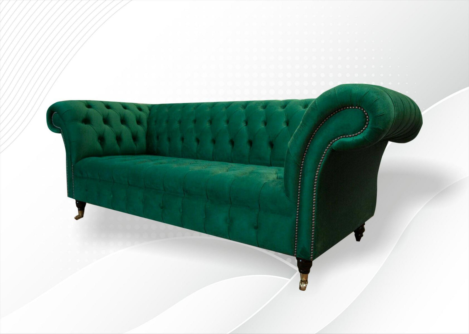Chesterfield Sofagarnitur 3-delige Moderne Design Bankset Textiel Groen