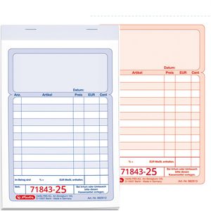 Herlitz Kassenblock 882613, A6, mit Durchschlag und Blaupapier, 2x 50 Blatt