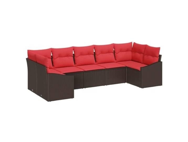 Makastle Lounge Sofa-Set 7-TLG. Poly Rattan Braun mit Kissen