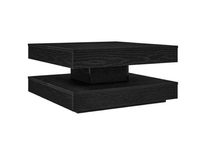 Couchtisch 360 Grad drehbar, schwarz, 70x70x34,5 cm 360 Grad drehbare Arbeitsplatte, feuchtigkeitsbeständiges Holz, leicht zu reinigen, für Wohnzimmer und Schlafzimmer