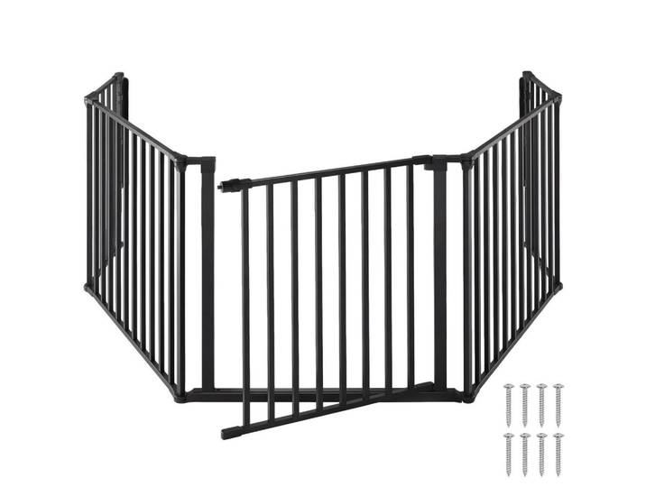 tectake Kaminschutzgitter Agni, inklusive Wandhalterung, schwarz, Schwarz, Metall, 3x71.5x289.3 cm, Elektrogeräte, Heizgeräte, Elektrokamine