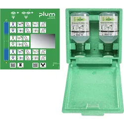 Plum Augenspülstation mit 2 Flaschen, in Wandbox mit separater Piktogrammtafel