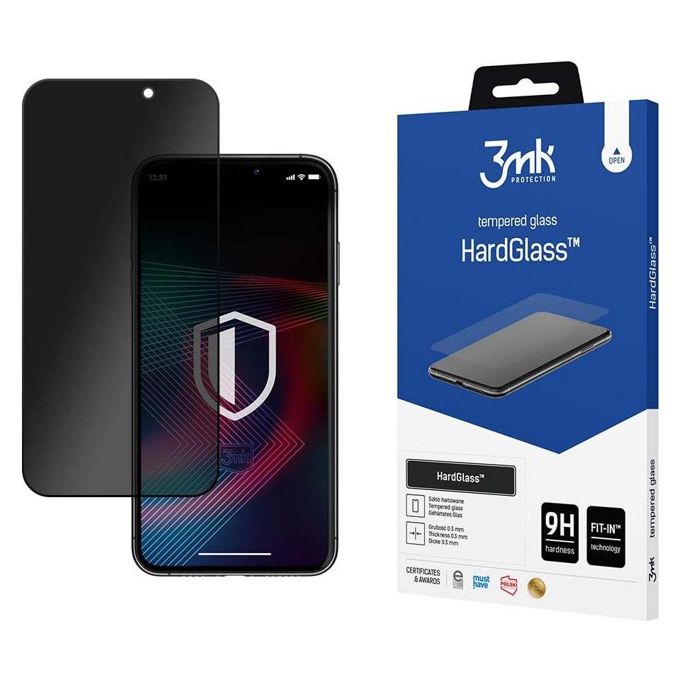 3MK Gehärtetes Glas für iPhone 14 Pro 9H Privacy Anti Spy Series HardGlass Max Privacy (Apple iPhone 14 Pro) (3mk HardGlass Max Privacy Black(40)-0)