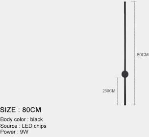 Inspired Living Modern Linear LED Wall Sconce Black Minimalist Bedside Light black 80cm warm White (2700 3500k)