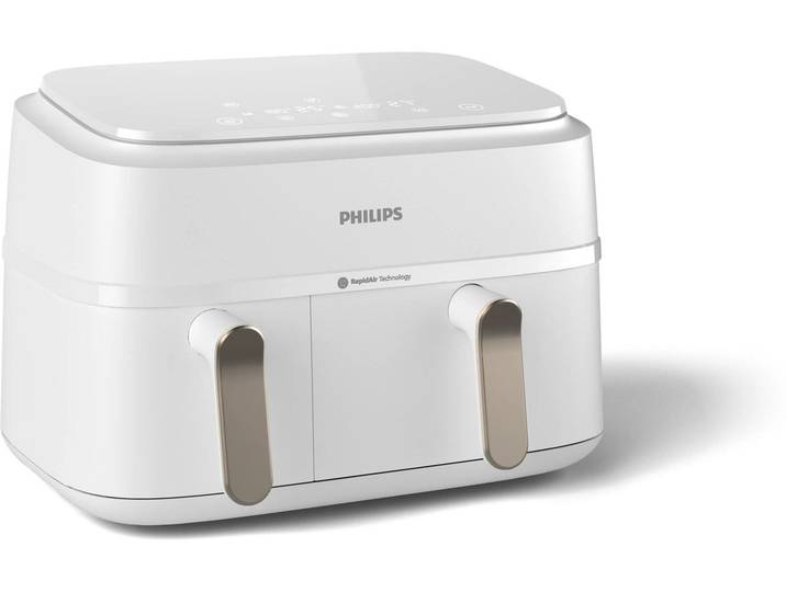 PHILIPS Heissluftfritteuse Philips 3000 Series Dual Basket , beige (champagner), B:38,25cm H:44,39cm T:31,42cm, Fritteusen, Heissluftfritteuse