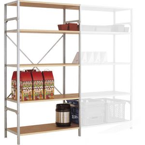 Manuflex Schwerlastregal RB1107, 5 Holzböden, 100kg Fachlast, silber, 200 x 103 x 50cm