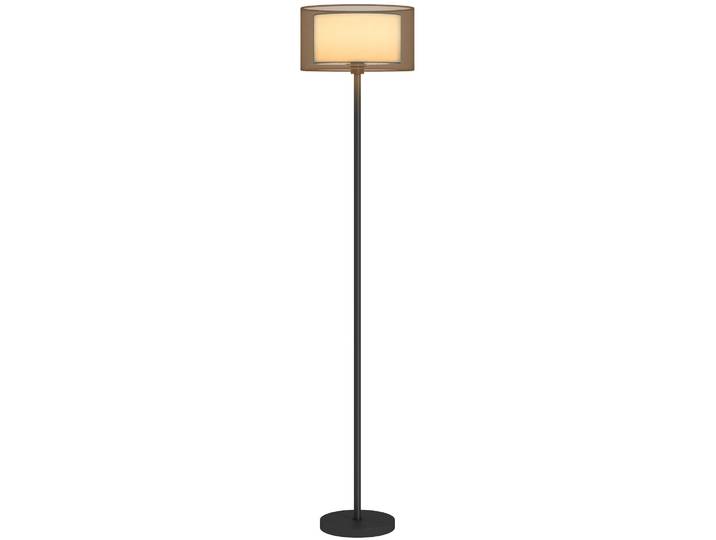 HOMCOM Stehlampe, Stehleuchte mit E27 Fassung, Lampenschirm aus Stoff, Schwarz