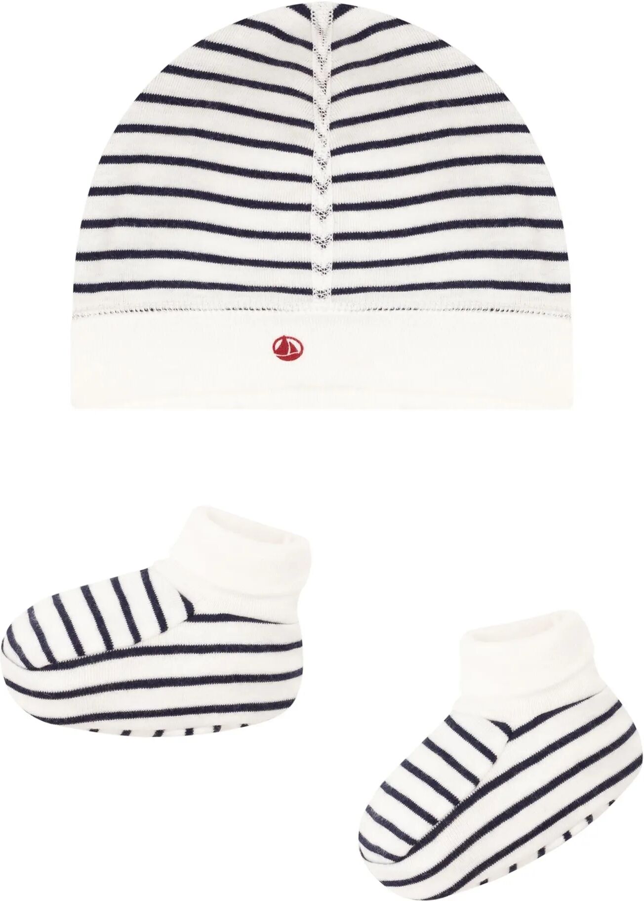 Petit Bateau Ensemble Chaussons et Bonnet Marinière Bleu marine Naissance