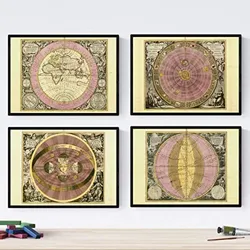 POSTER Set mit 4 Alten astronomischen Karten A4 Rahmenlos
