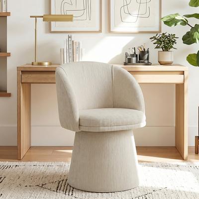 Housely Chenille Upholstered Swivel Barrel Office Chair